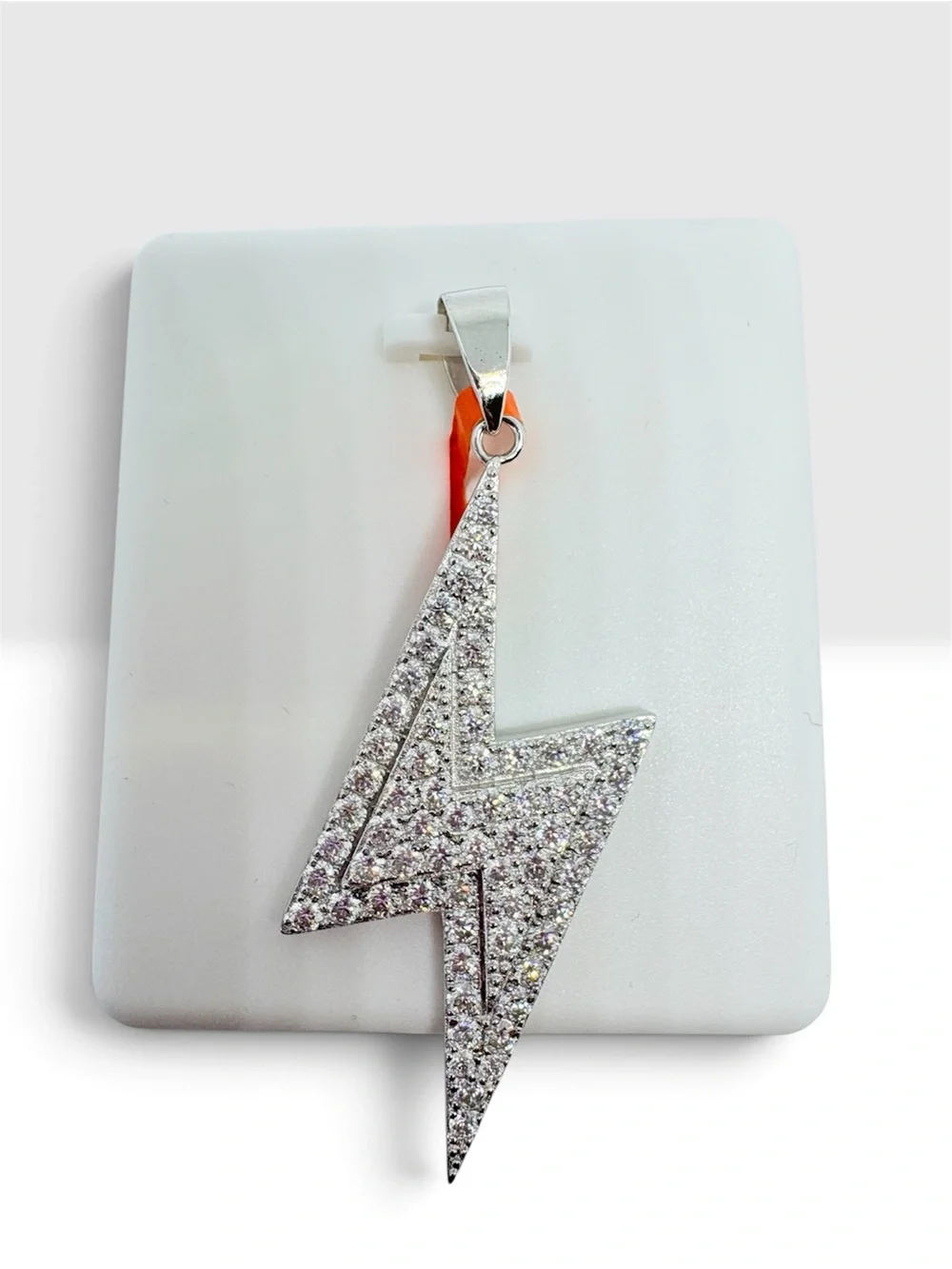 Sterling Silver Moissanite Lightning Bolt Pendant